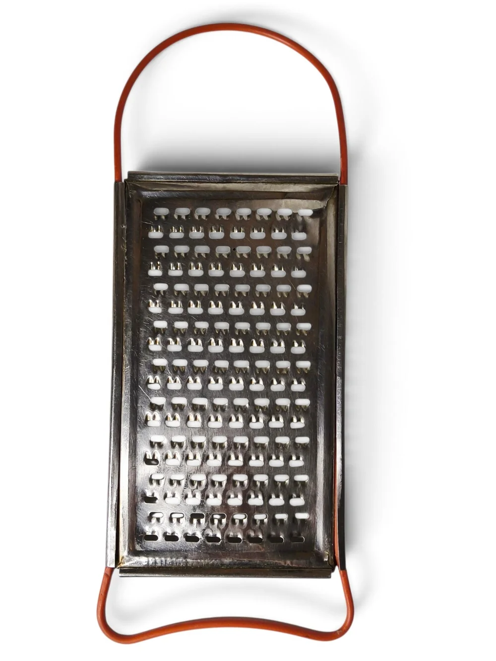 Vintage Worn Rostfrei Flat Red Grater Zester Vinyl Plastic Handle Deco Germany